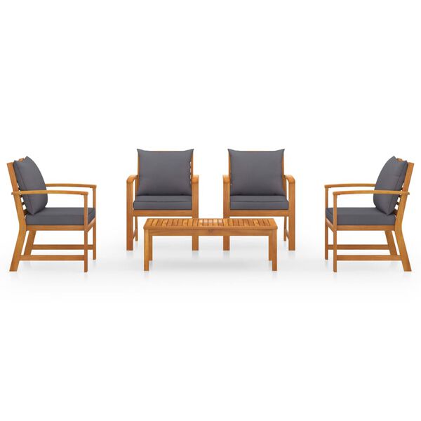 vidaXL Set mobilier de grădină cu perne, 5 piese, lemn masiv acacia