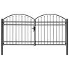 vidaXL Poartă de gard dublă cu arcadă, negru, 300 x 150 cm, oțel