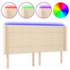 vidaXL Tăblie de pat cu LED, crem, 163x16x118/128 cm, textil