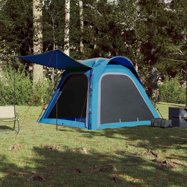 vidaXL Cort camping, 4 persoane, albastru, impermeabil, setare rapidă