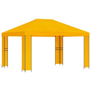 vidaXL Foișor 4 &times; 3 m Galben Poliester și oțel 190 gsm