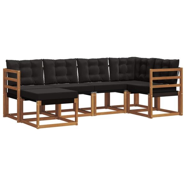 vidaXL Set de canapele de exterior cu pernă 6 pcs Natural și Negru