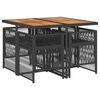 vidaXL Set mobilier de grădină cu perne, 5 piese, negru, poliratan
