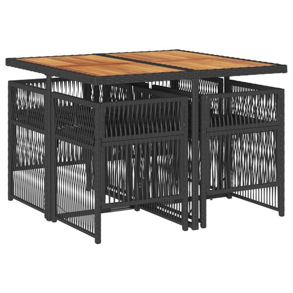 vidaXL Set mobilier de grădină cu perne, 5 piese, negru, poliratan