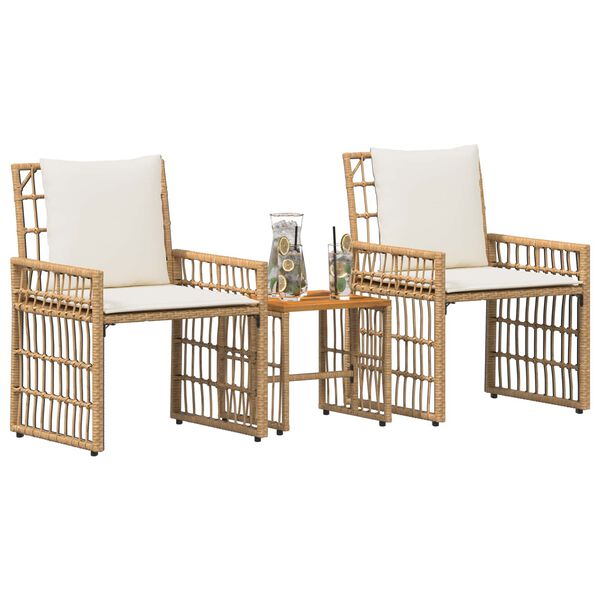 vidaXL Set de Mobilier pentru Exterior 3 pcs Alb Natural și Crem