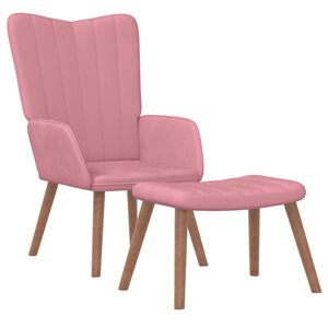 vidaXL Scaun de relaxare cu taburet, roz, catifea