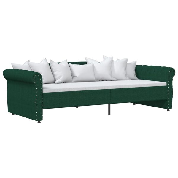 vidaXL Pat de zi, verde &icirc;nchis, 90x200 cm, textil, USB