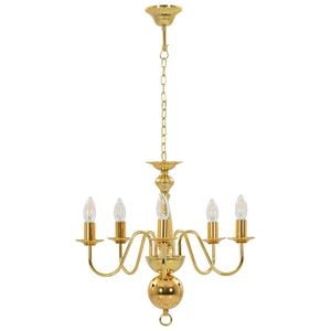 vidaXL Candelabru, auriu, 5 becuri E14