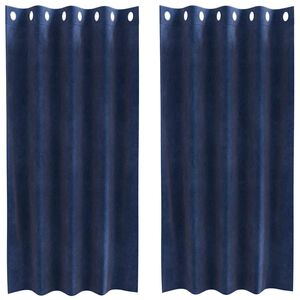 vidaXL Perdele opace 2 pcs Albastru &icirc;nchis 140 x 175 cm Catifea