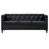 vidaXL Canapea Chesterfield cu 3 locuri, negru, piele ecologică