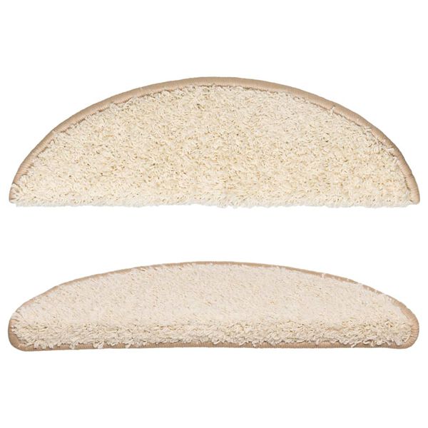 vidaXL Covorașe pentru scări, 10 buc., 56x17x3 cm, crem, semirotunde