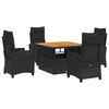 vidaXL Set mobilier de grădină cu perne, 5 piese, negru, poliratan
