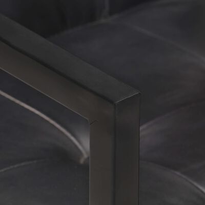 vidaXL Scaune de bucătărie cantilever, 2 buc., negru, piele naturală