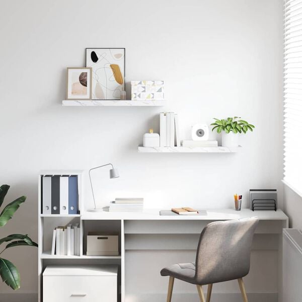 vidaXL Raft de perete Pe perete 2 pcs Marmură albă 90 x 23,5 x 4 cm