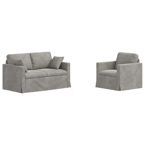 vidaXL Set de canapea 2 buc. Gri deschis Catifea