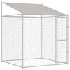 vidaXL Cușcă pentru c&acirc;ini cu acoperiș Argintiu 200 x 200 x 258 cm
