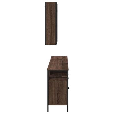 vidaXL Set dulapuri de baie, 3 piese, stejar maro, lemn prelucrat