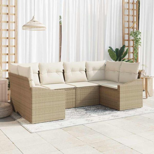 vidaXL Set de canapele pentru grădină 6 pcs Bej Rattan poli