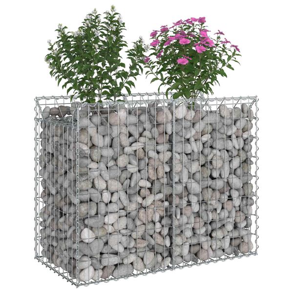 vidaXL Pat ridicat din gabion Argintiu 100 x 50 x 80 cm