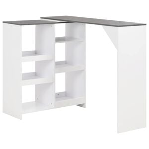 vidaXL Masă de bar cu raft mobil, alb, 138x39x110 cm