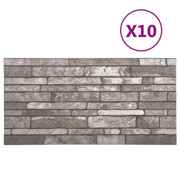 vidaXL Panouri de perete 10 pcs Gri &icirc;nchis 100 x 50 cm Spumă EPS