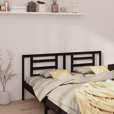 vidaXL Tăblie de pat, negru, 206x4x100 cm, lemn masiv de pin