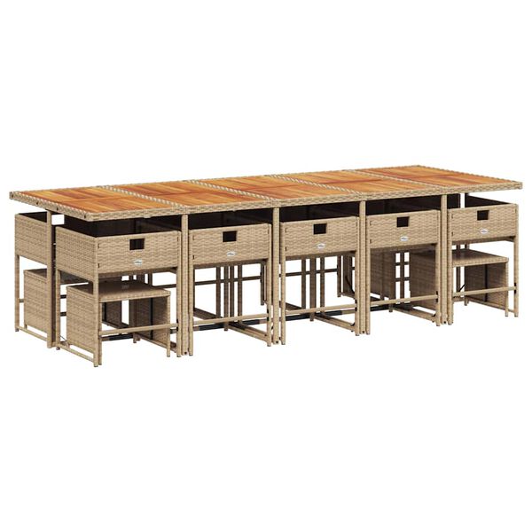 vidaXL Set mobilier de grădină cu perne, 15 piese, bej, poliratan