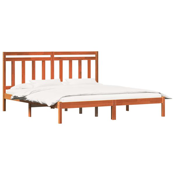 vidaXL Cadru de pat cu headboard Maroniu cerat 205,5 x 185,5 x 100 cm