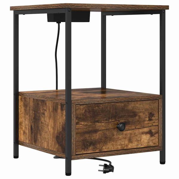 vidaXL Dulap de noapte Stejar fumuriu 42 x 41 x 56 cm Lemn compozit