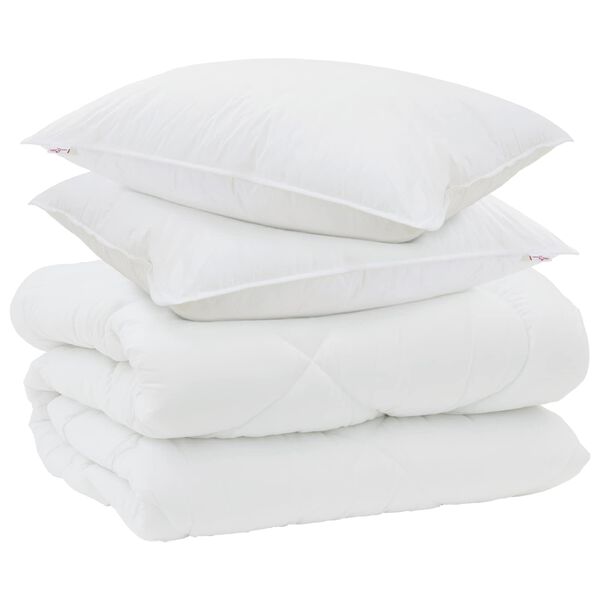 vidaXL Duvet de iarnă cu pernă 3 pcs Alb Microfibră