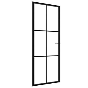vidaXL Ușă de interior, negru, 76x201,5 cm, sticlă ESG și aluminiu