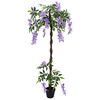 vidaXL Copac artificial cu flori de fasole Violet 80 x 18 x 160 cm