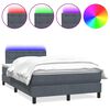 vidaXL Pat cu arcuri cu saltea și LED, gri &icirc;nchis, 120x210 cm, catifea