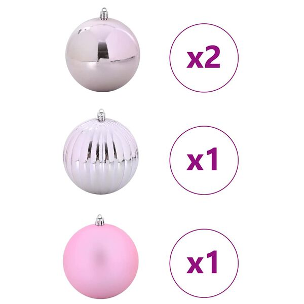 vidaXL Set de Globuri de Crăciun XXL 4 pcs Roz Plastic