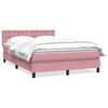 vidaXL Pat box spring cu saltea, roz, 140x220 cm, catifea