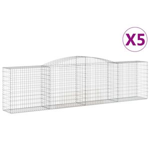 vidaXL Coșuri gabion arcuite 5 buc, 400x50x100/120 cm fier galvanizat