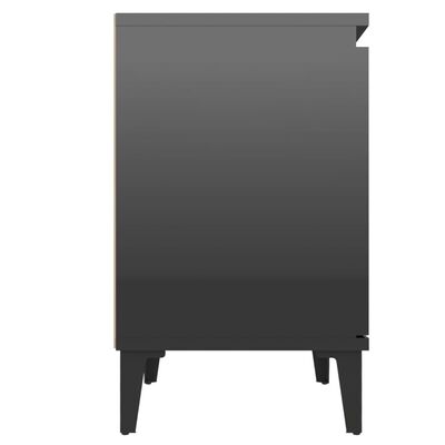 vidaXL Noptieră cu picioare metal, negru extralucios, 40x30x50 cm