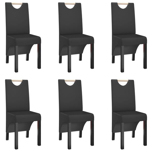 vidaXL Scaune de sufragerie, 6 buc., negru, piele ecologică