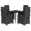 vidaXL Set mobilier de grădină cu perne, 5 piese, negru, poliratan