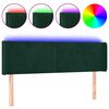 vidaXL Tăblie de pat cu LED, verde &icirc;nchis, 147x16x78/88 cm, catifea