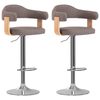 vidaXL Scaune de bar 2 buc. gri taupe lemn curbat și material textil