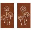 vidaXL Decor perete grădină 2 buc. 105x55 cm design flori oțel Corten