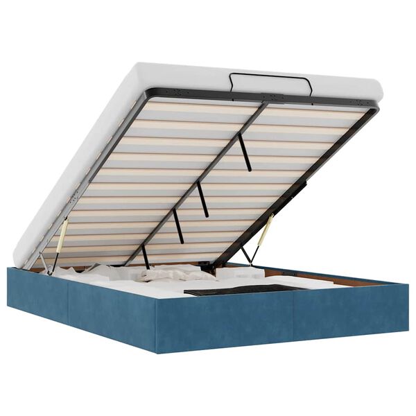 vidaXL Cadru pat otoman fără saltea Albastru închis 140x190 cm catifea