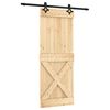 vidaXL Ușă glisantă Natural și Negru 80 x 210 cm Lemn de Pin Solid