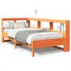 vidaXL Pat cu bibliotecă fără saltea, maro, 100x200 cm, lemn masiv pin
