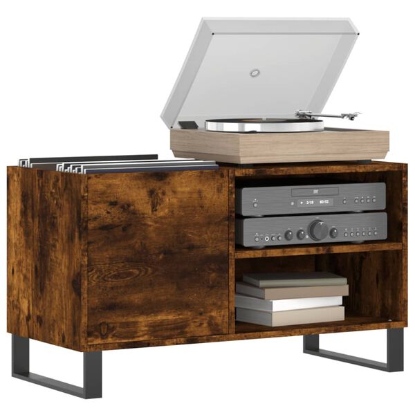 vidaXL Dulap pentru discuri stejar afumat 85x38x48 cm lemn prelucrat