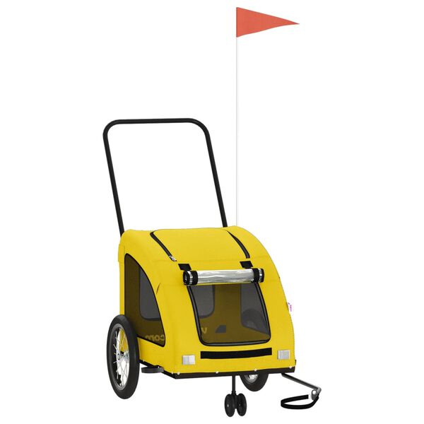 vidaXL Remorcă de bicicletă animale companie galben textil oxford/fier