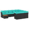 vidaXL Set canapele de grădină cu perne, 11 piese, negru, poliratan