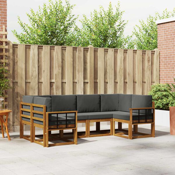 vidaXL Set de canapele de exterior cu pernă 6 pcs Natural și Antracit