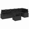vidaXL Set de canapele pentru grădină cu pernă 7 pcs Negru Rattan poli